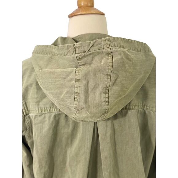 Chaser Women's M Hooded Utility Jacket Army Green Short Full Zip Tencel/Cotton - Picture 8 of 13